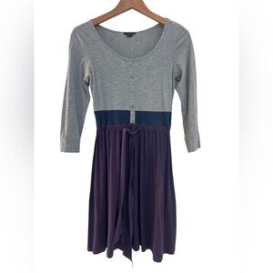Theory Women's Dress Gray Purple Color Block 3/4 Sleeve Size Large